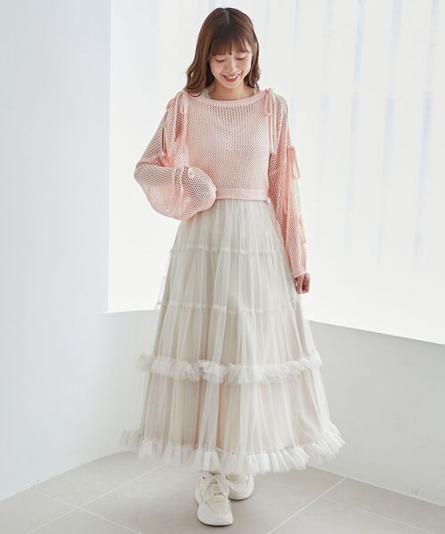 MAJESTIC LEGON(マジェスティックレゴン)の「肩あきリボンメッシュニット(ニット/セーター・レディース・ピンク/ブルー/アイボリー・MEDIUM)」の19枚目の写真