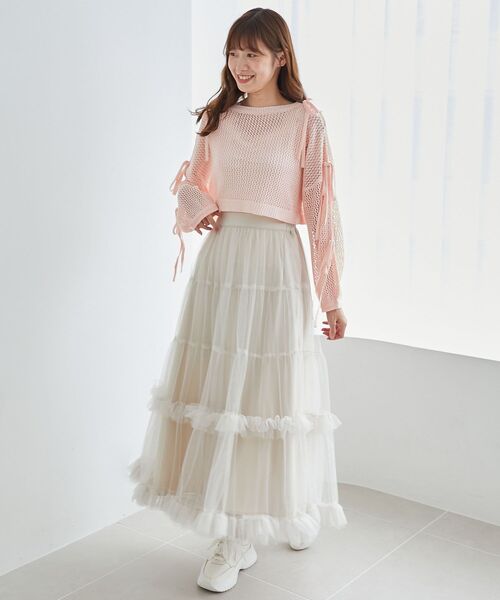 MAJESTIC LEGON(マジェスティックレゴン)の「肩あきリボンメッシュニット(ニット/セーター・レディース・ピンク/ブルー/アイボリー・MEDIUM)」の20枚目の写真