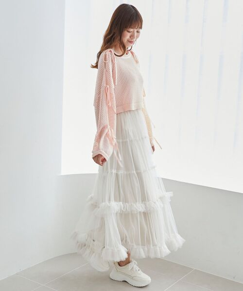 MAJESTIC LEGON(マジェスティックレゴン)の「肩あきリボンメッシュニット(ニット/セーター・レディース・ピンク/ブルー/アイボリー・MEDIUM)」の21枚目の写真