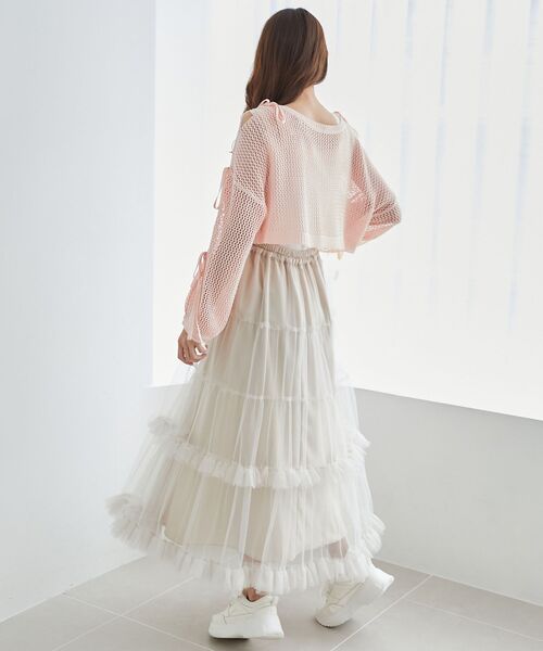 MAJESTIC LEGON(マジェスティックレゴン)の「肩あきリボンメッシュニット(ニット/セーター・レディース・ピンク/ブルー/アイボリー・MEDIUM)」の22枚目の写真