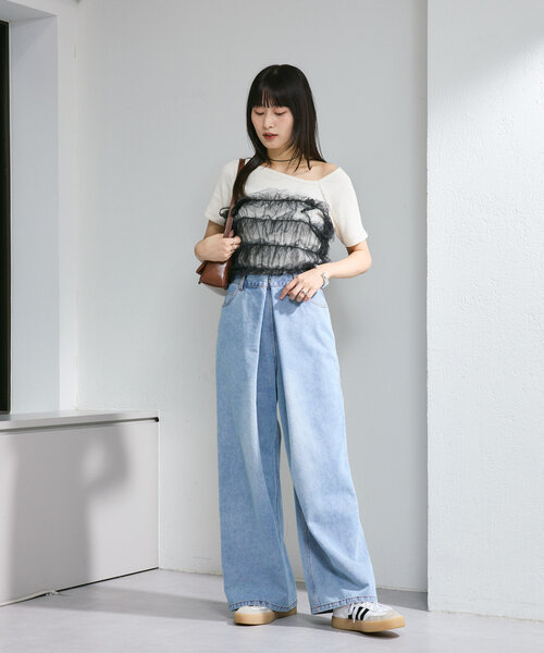 Kastane（カスタネ）の「アシメリブTee（Tシャツ/カットソー・レディース・ミント/アイボリー/オフホワイト/ブラック/ホワイト系その他/ブラウン・FREE）」の15枚目の写真