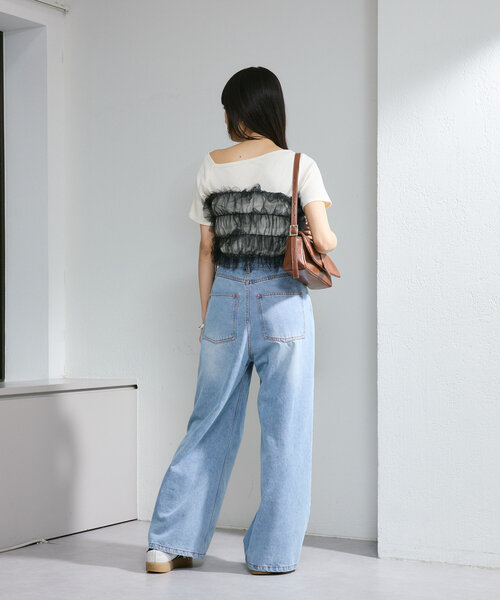 Kastane（カスタネ）の「アシメリブTee（Tシャツ/カットソー・レディース・ミント/アイボリー/オフホワイト/ブラック/ホワイト系その他/ブラウン・FREE）」の16枚目の写真