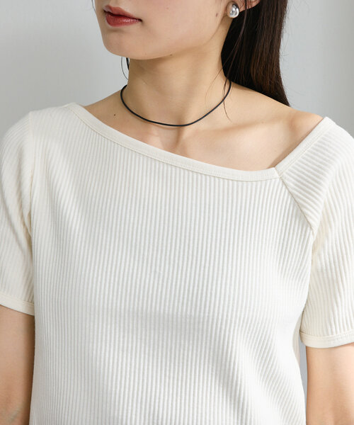 Kastane（カスタネ）の「アシメリブTee（Tシャツ/カットソー・レディース・ミント/アイボリー/オフホワイト/ブラック/ホワイト系その他/ブラウン・FREE）」の20枚目の写真