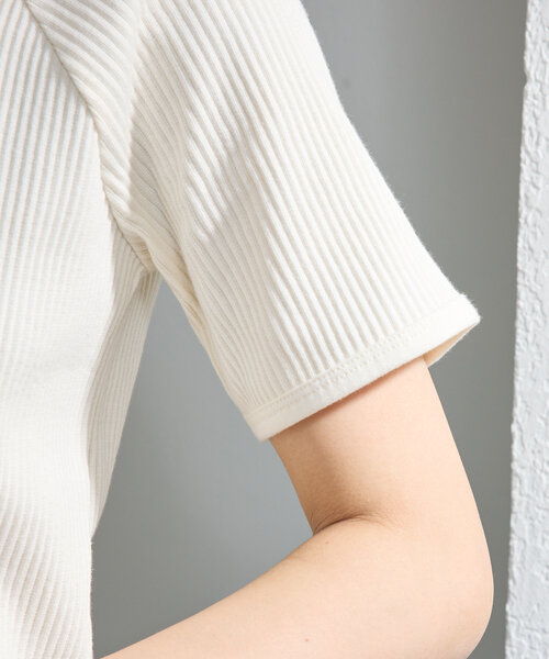 Kastane（カスタネ）の「アシメリブTee（Tシャツ/カットソー・レディース・ミント/アイボリー/オフホワイト/ブラック/ホワイト系その他/ブラウン・FREE）」の22枚目の写真