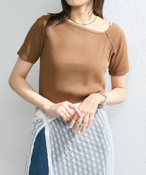 Kastane（カスタネ）の「アシメリブTee（Tシャツ/カットソー・レディース・ミント/アイボリー/オフホワイト/ブラック/ホワイト系その他/ブラウン・FREE）」の10枚目の写真