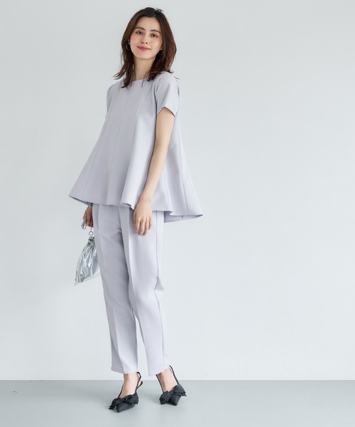 ❁ZU_NA210❁ 新品　ペプラムブラウスセットアップ　M ライトグレー セール】セットアップ対応 ペプラムブラウス（シャツ/ブラウス）｜coca