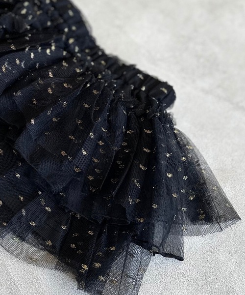 CALMIA（カルミア）の「ラメチュールボリュームスカート（スカート・キッズ・ブラック/オフホワイト・LL/L/M/S）」の6枚目の写真