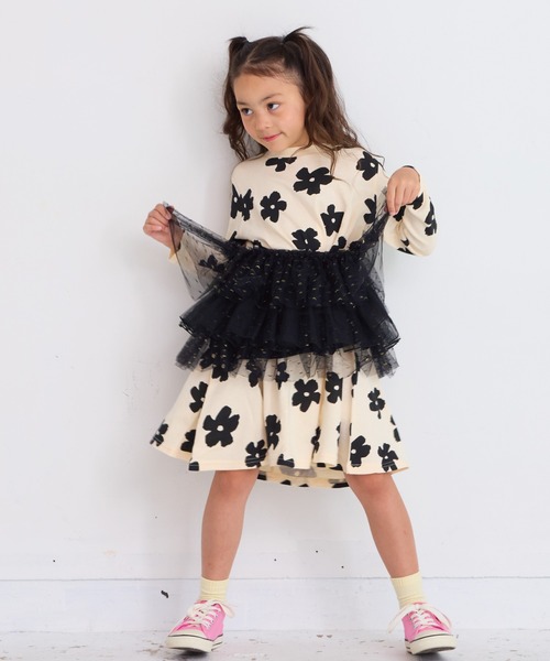 CALMIA（カルミア）の「ラメチュールボリュームスカート（スカート・キッズ・ブラック/オフホワイト・LL/L/M/S）」の8枚目の写真