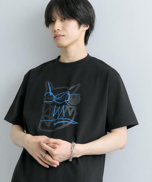 SENSE OF PLACE by URBAN RESEARCH(センスオブプレイスバイアーバンリサーチ)の「(別注)グラフィックアートT(5分袖)F(Tシャツ/カットソー・メンズ・ブラック/チャコールグレー/ブルー・MEDIUM/LARGE)」の5枚目の写真