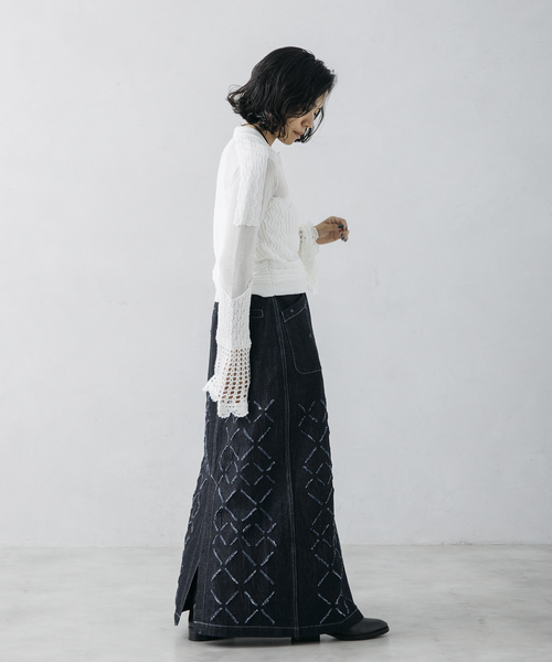 JOURNAL STANDARD(ジャーナルスタンダード)の「【nude vintage×JOURNAL STANDARD】カッティングデニムマキシスカート(デニムスカート・レディース・ブルー・38/36)」の6枚目の写真