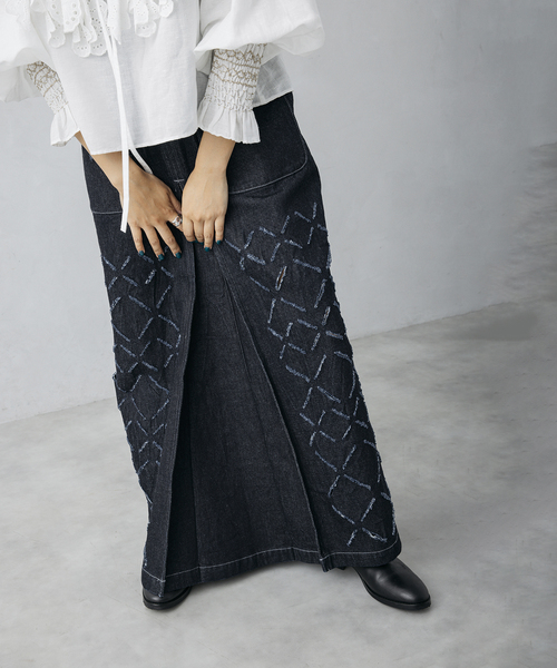 JOURNAL STANDARD(ジャーナルスタンダード)の「【nude vintage×JOURNAL STANDARD】カッティングデニムマキシスカート(デニムスカート・レディース・ブルー・38/36)」の9枚目の写真