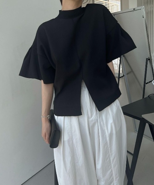 WILLFULLY（ウィルフリー）の「mockneck half sleeve tuck knit