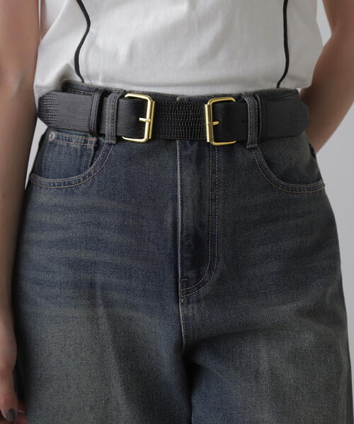 FREE'S MART（フリーズマート）の「◆Ｗバックル太ゴムベルト（ベルト・レディース・ブラック/ブラウン・ﾌﾘ-）」の5枚目の写真
