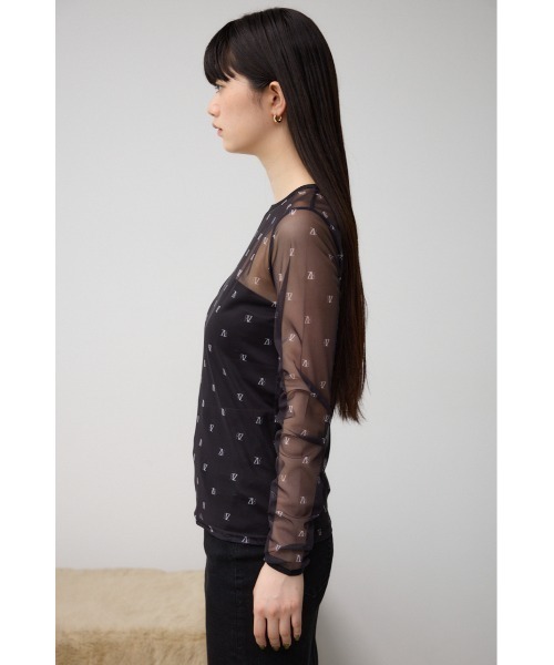 AZUL by moussy(アズールバイマウジー)の「ロゴシアートップス(Tシャツ/カットソー・レディース・ベージュ/ブラック・FREE)」の7枚目の写真