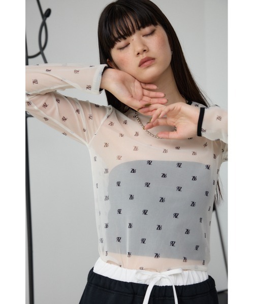 AZUL by moussy(アズールバイマウジー)の「ロゴシアートップス(Tシャツ/カットソー・レディース・ベージュ/ブラック・FREE)」の14枚目の写真