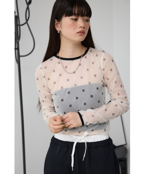 AZUL by moussy(アズールバイマウジー)の「ロゴシアートップス(Tシャツ/カットソー・レディース・ベージュ/ブラック・FREE)」の15枚目の写真