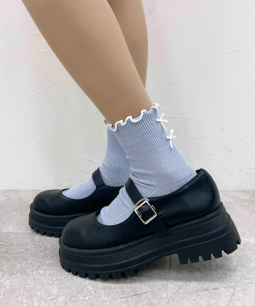 repipi armario（レピピ アルマリオ）の「Wリボンメローソックス（ソックス/靴下・キッズ・ブラック/ブルー/ホワイト/ミント/パープル/ブラック×ホワイト・FREE）」の6枚目の写真