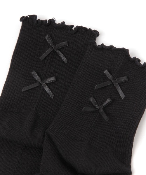 repipi armario（レピピ アルマリオ）の「Wリボンメローソックス（ソックス/靴下・キッズ・ブラック/ブルー/ホワイト/ミント/パープル/ブラック×ホワイト・FREE）」の10枚目の写真