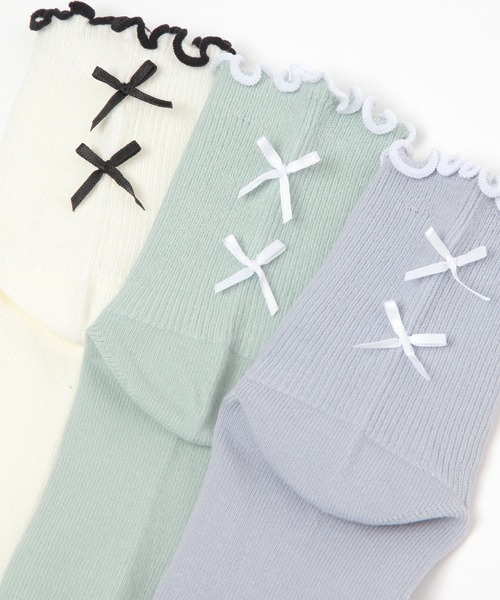 repipi armario（レピピ アルマリオ）の「Wリボンメローソックス（ソックス/靴下・キッズ・ブラック/ブルー/ホワイト/ミント/パープル/ブラック×ホワイト・FREE）」の12枚目の写真