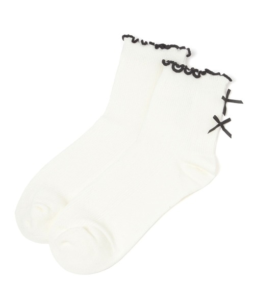 repipi armario（レピピ アルマリオ）の「Wリボンメローソックス（ソックス/靴下・キッズ・ブラック/ブルー/ホワイト/ミント/パープル/ブラック×ホワイト・FREE）」の14枚目の写真