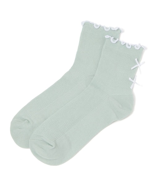 repipi armario（レピピ アルマリオ）の「Wリボンメローソックス（ソックス/靴下・キッズ・ブラック/ブルー/ホワイト/ミント/パープル/ブラック×ホワイト・FREE）」の16枚目の写真