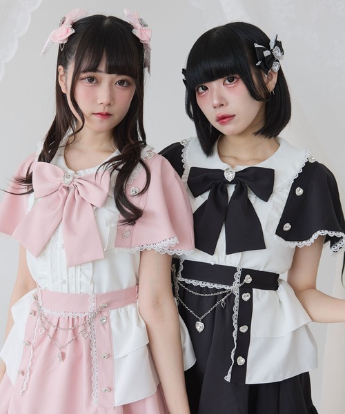 DearMyLove(ディアマイラブ)の「袖ケープハートボタンブラウス(シャツ/ブラウス・レディース・チェック/ブラック/サックスブルー/ベビーピンク・3L/LL/LARGE/MEDIUM)」の14枚目の写真