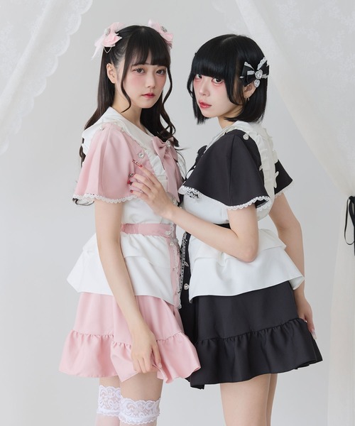 DearMyLove(ディアマイラブ)の「袖ケープハートボタンブラウス(シャツ/ブラウス・レディース・チェック/ブラック/サックスブルー/ベビーピンク・3L/LL/LARGE/MEDIUM)」の16枚目の写真