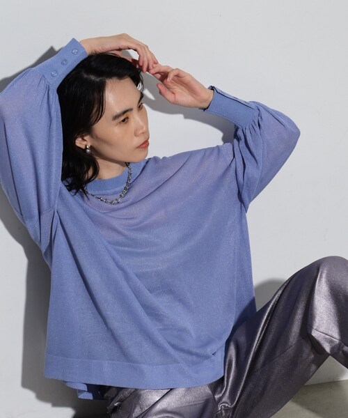 GALLEST(ギャレスト)の「◆シアークラウドニット(ニット/セーター・レディース・ブラック/ライトブルー/ベージュ・38)」の3枚目の写真