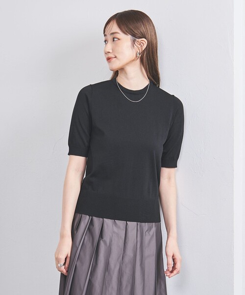 UNITED ARROWS オーガンジー5分袖ニット　ネイビー UNITED ARROWS（ユナイテッドアローズ）の「レディ オーガンジー
