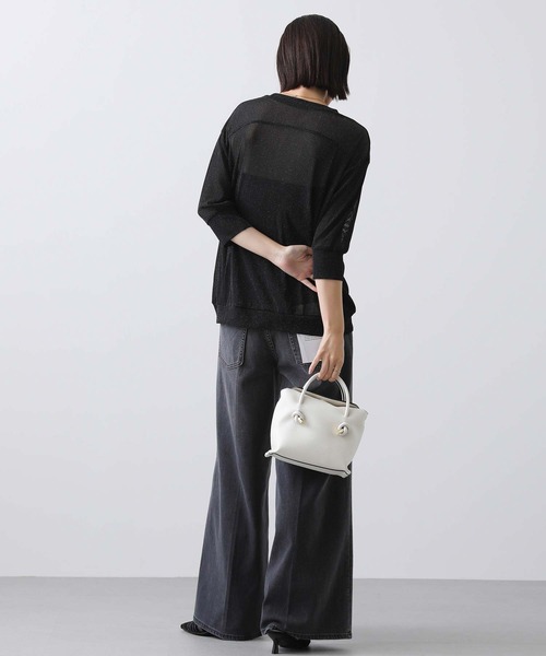 Gready Brilliant（グレディブリリアン）の「チュールラメクルー５分袖カットソー（Tシャツ/カットソー・レディース・ブラウン/ブラック・FREE）」の5枚目の写真