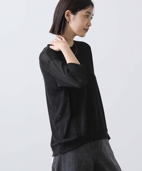 Gready Brilliant（グレディブリリアン）の「チュールラメクルー５分袖カットソー（Tシャツ/カットソー・レディース・ブラウン/ブラック・FREE）」の8枚目の写真