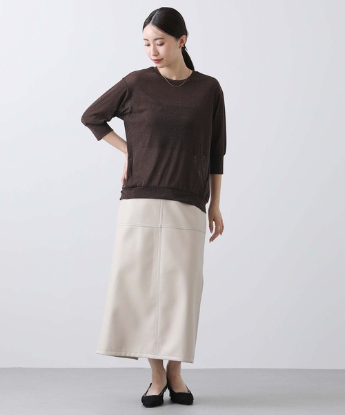 Gready Brilliant（グレディブリリアン）の「チュールラメクルー５分袖カットソー（Tシャツ/カットソー・レディース・ブラウン/ブラック・FREE）」の11枚目の写真