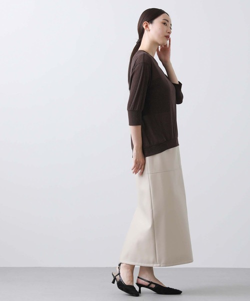 Gready Brilliant（グレディブリリアン）の「チュールラメクルー５分袖カットソー（Tシャツ/カットソー・レディース・ブラウン/ブラック・FREE）」の12枚目の写真