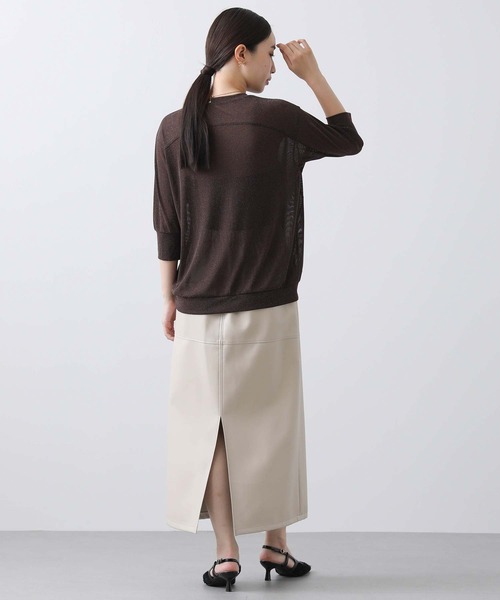 Gready Brilliant（グレディブリリアン）の「チュールラメクルー５分袖カットソー（Tシャツ/カットソー・レディース・ブラウン/ブラック・FREE）」の13枚目の写真