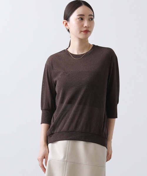 Gready Brilliant（グレディブリリアン）の「チュールラメクルー５分袖カットソー（Tシャツ/カットソー・レディース・ブラウン/ブラック・FREE）」の18枚目の写真