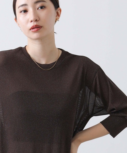 Gready Brilliant（グレディブリリアン）の「チュールラメクルー５分袖カットソー（Tシャツ/カットソー・レディース・ブラウン/ブラック・FREE）」の19枚目の写真