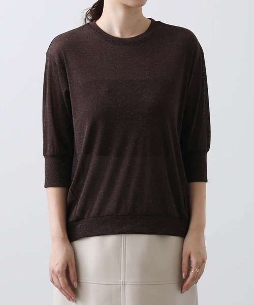 Gready Brilliant（グレディブリリアン）の「チュールラメクルー５分袖カットソー（Tシャツ/カットソー・レディース・ブラウン/ブラック・FREE）」の20枚目の写真