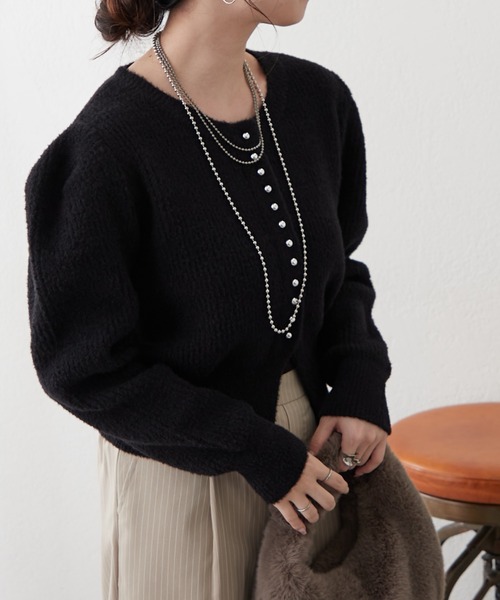 Remind me and forever（リマインドミーアンドフォーエバー）の「メタル釦フェザーカーディガン（カーディガン/ボレロ・レディース・アイボリー/ブラック/レッド/ブラウン・FREE）」の3枚目の写真