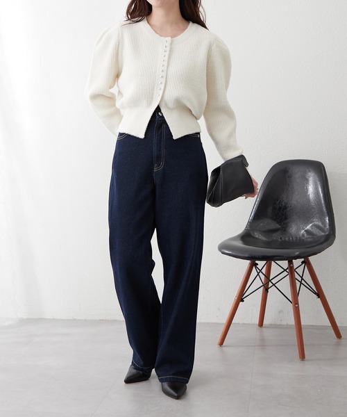 Remind me and forever（リマインドミーアンドフォーエバー）の「メタル釦フェザーカーディガン（カーディガン/ボレロ・レディース・アイボリー/ブラック/レッド/ブラウン・FREE）」の10枚目の写真