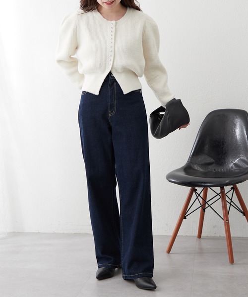 Remind me and forever（リマインドミーアンドフォーエバー）の「メタル釦フェザーカーディガン（カーディガン/ボレロ・レディース・アイボリー/ブラック/レッド/ブラウン・FREE）」の11枚目の写真