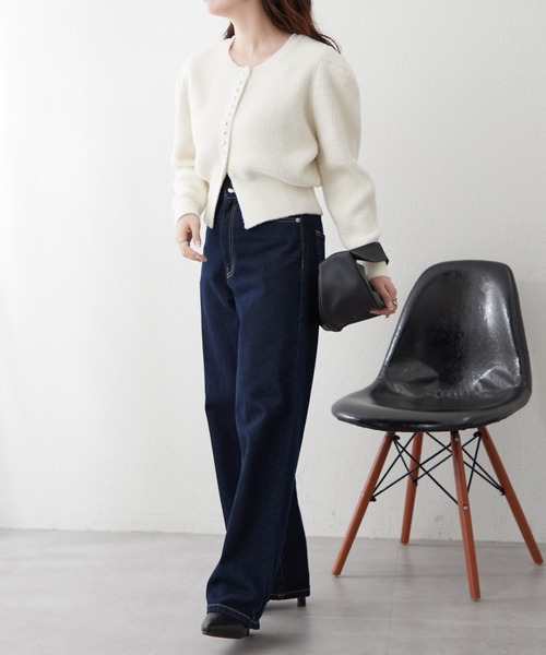 Remind me and forever（リマインドミーアンドフォーエバー）の「メタル釦フェザーカーディガン（カーディガン/ボレロ・レディース・アイボリー/ブラック/レッド/ブラウン・FREE）」の12枚目の写真