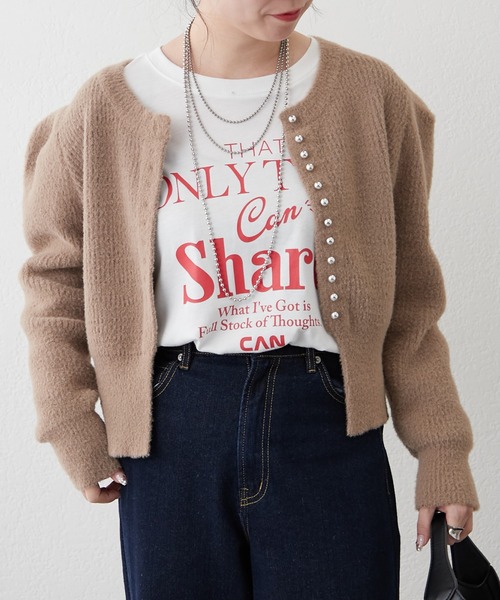 Remind me and forever（リマインドミーアンドフォーエバー）の「メタル釦フェザーカーディガン（カーディガン/ボレロ・レディース・アイボリー/ブラック/レッド/ブラウン・FREE）」の16枚目の写真