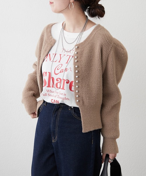 Remind me and forever（リマインドミーアンドフォーエバー）の「メタル釦フェザーカーディガン（カーディガン/ボレロ・レディース・アイボリー/ブラック/レッド/ブラウン・FREE）」の17枚目の写真