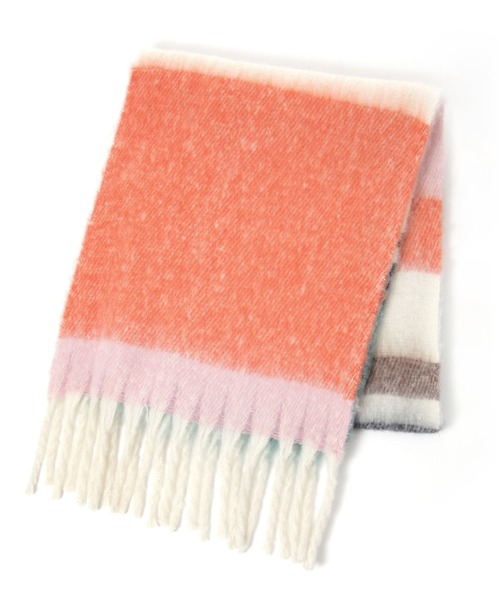 LAKOLE（ラコレ）の「ブークレーボーダーマフラー / 138790（マフラー・レディース・オフホワイト/イエロー/オレンジ・FREE）」の11枚目の写真