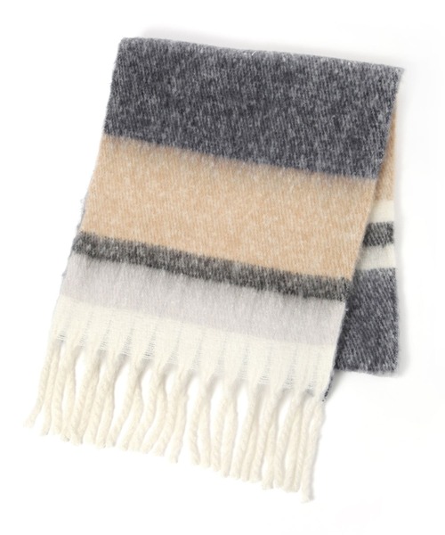 LAKOLE（ラコレ）の「ブークレーボーダーマフラー / 138790（マフラー・レディース・オフホワイト/イエロー/オレンジ・FREE）」の12枚目の写真