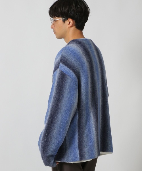 LAKOLE(ラコレ)の「グラデストライプカーディガン/146463(カーディガン/ボレロ・メンズ・ブラウン/ブルー/ブラック/グレー/パープル・MEDIUM/LARGE/X-LARGE)」の14枚目の写真