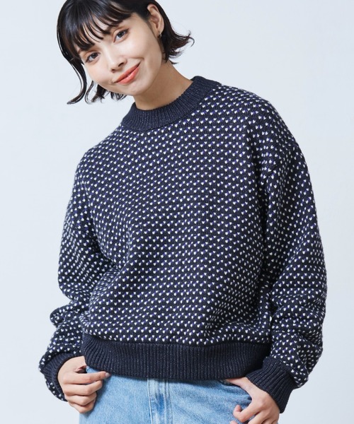 エルエルビーン バーズアイセーター レディースL ネイビー 極美品 L バーズアイセーター L.L.Bean エルエルビーン ネイビー