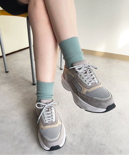 lus.（ラスドット）の「lus. カラーコンビダッドスニーカー（スニーカー・レディース・ベージュ/グレー・L/M/LL/S）」の10枚目の写真