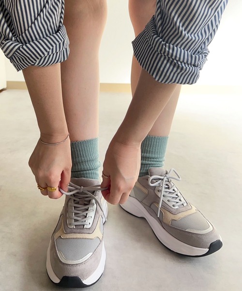 lus.（ラスドット）の「lus. カラーコンビダッドスニーカー（スニーカー・レディース・ベージュ/グレー・L/M/LL/S）」の11枚目の写真