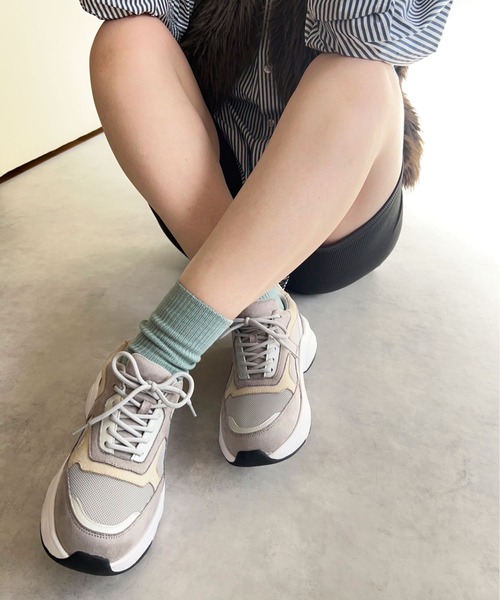 lus.（ラスドット）の「lus. カラーコンビダッドスニーカー（スニーカー・レディース・ベージュ/グレー・L/M/LL/S）」の7枚目の写真